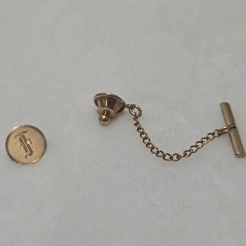 14k Gold Tie Tack with Monogram F